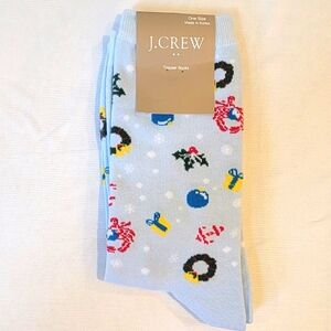 J. Crew Light Blue Holiday Patterned Socks